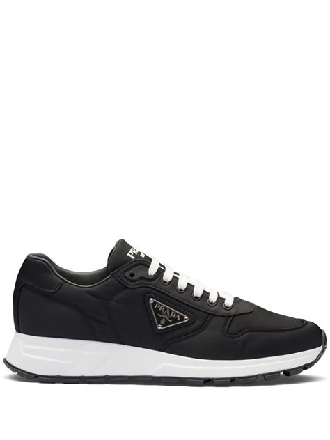 prada nylon triangle logo sneaker black|Black Re.